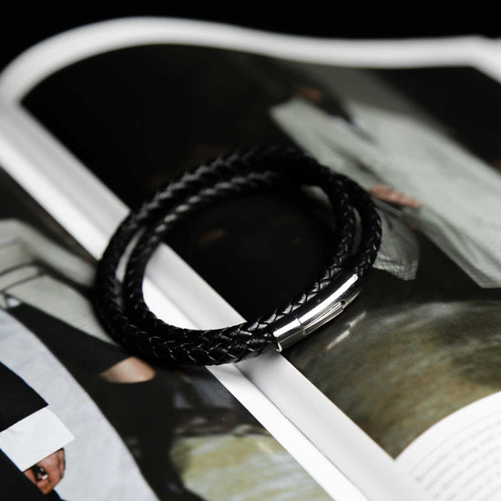 Leather Plaited Double Bracelet