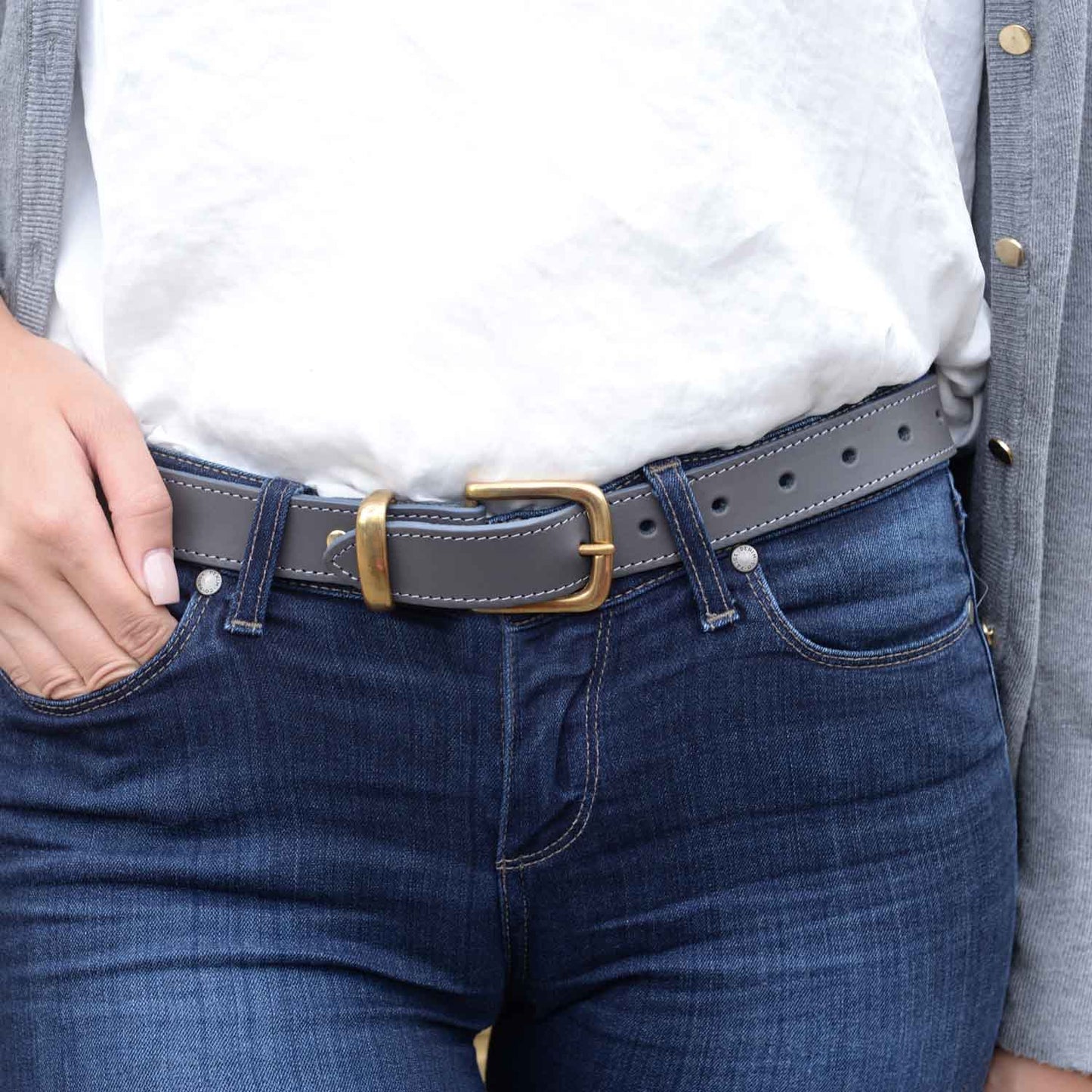Lady Orion Grey Belt with Silver Buckle