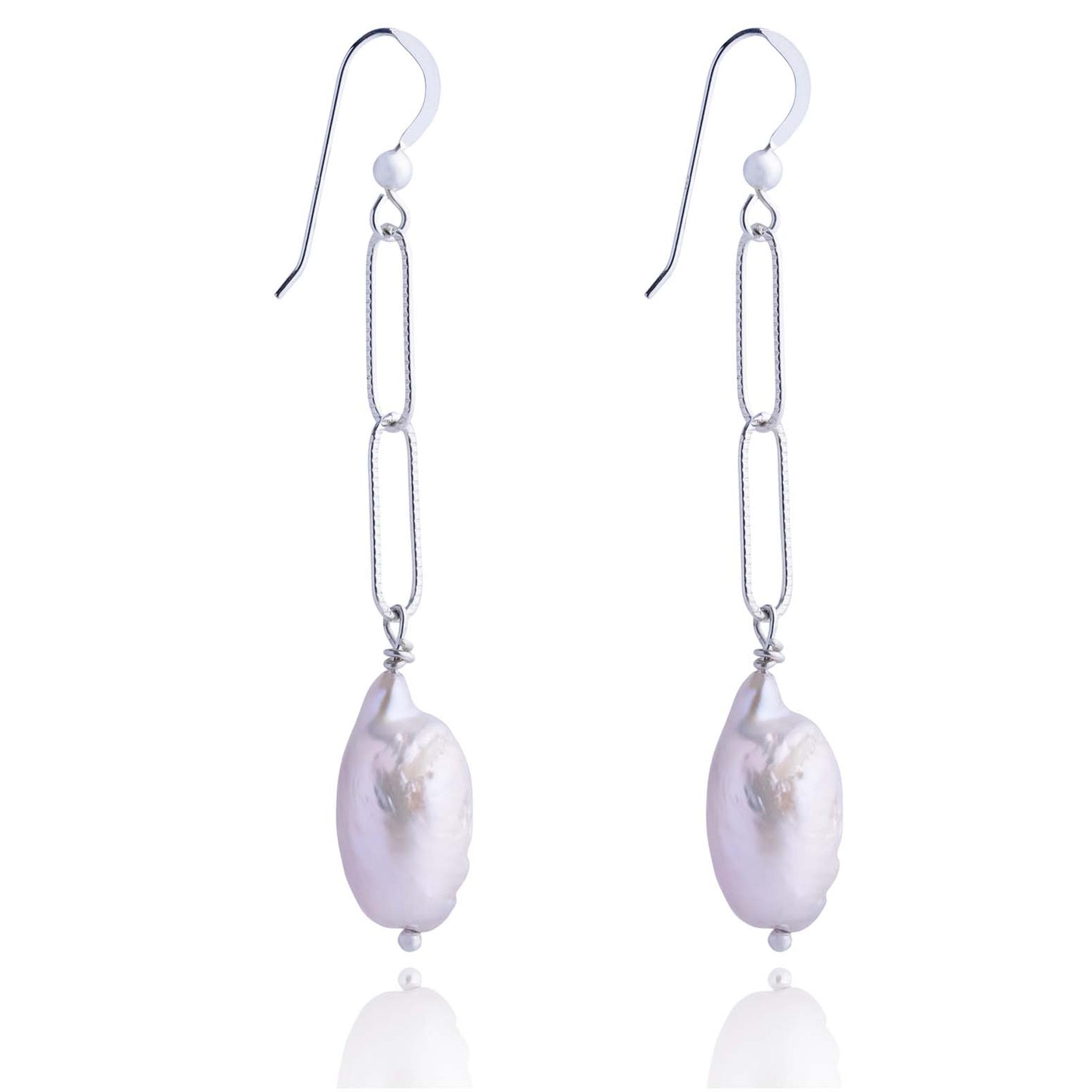 Nacre Sterling Silver & Ivory Baroque Pearl Drop Earrings