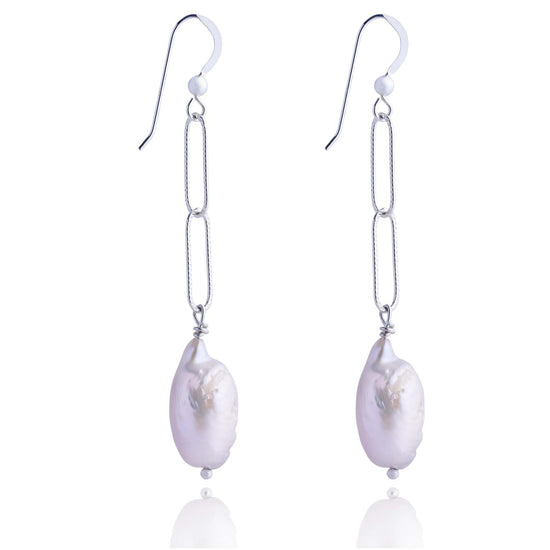 Nacre Sterling Silver & Ivory Baroque Pearl Drop Earrings