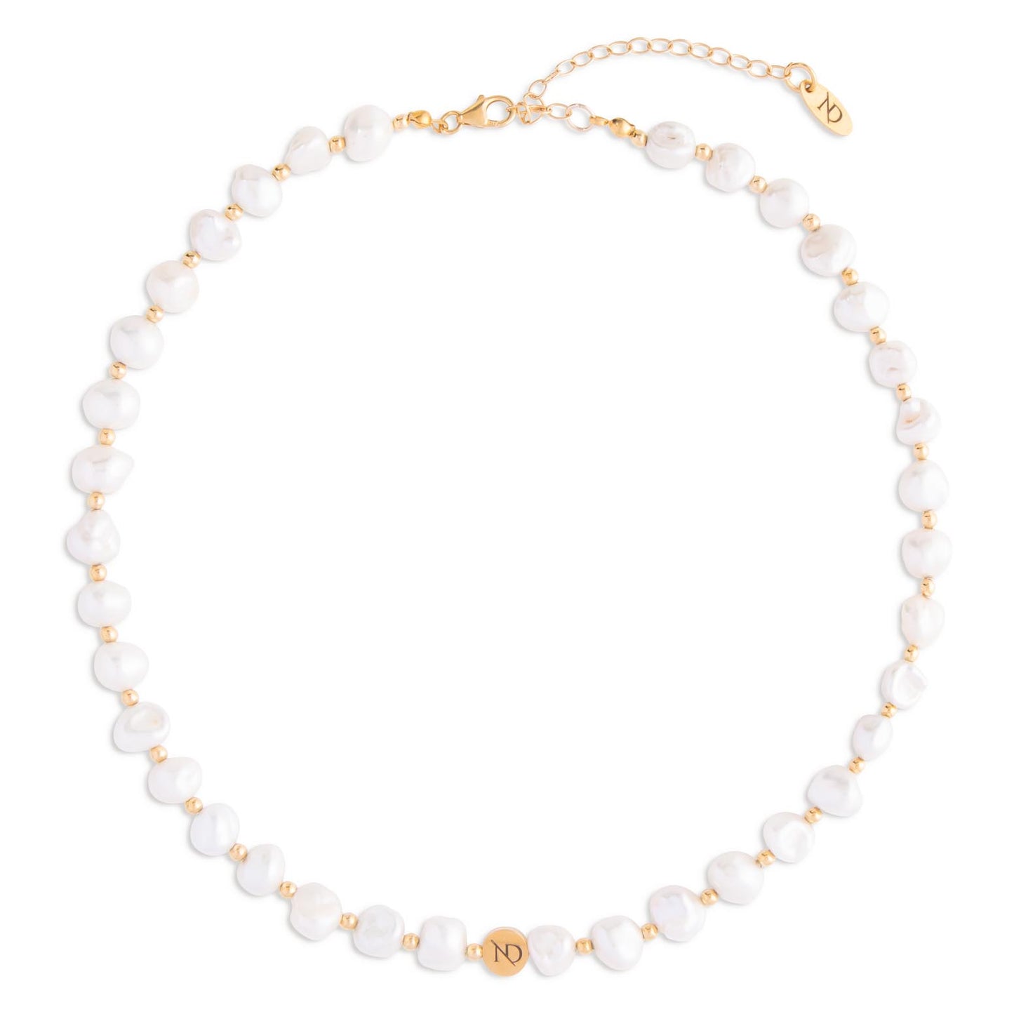 Nacre Gold & Ivory Baroque Pearl Necklace