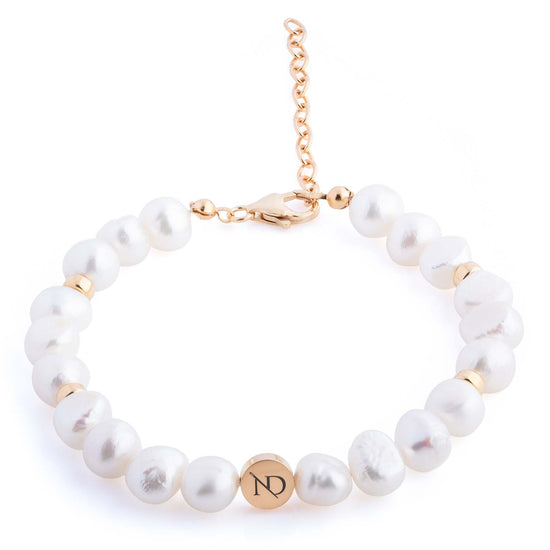 Nacre Gold & Ivory Baroque Pearl Bracelet With Gold Button