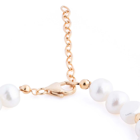Nacre Gold & Ivory Baroque Pearl Bracelet With Gold Button