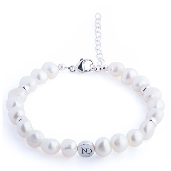 Nacre Sterling Silver & Ivory Baroque Pearl Bracelet With Silver Button