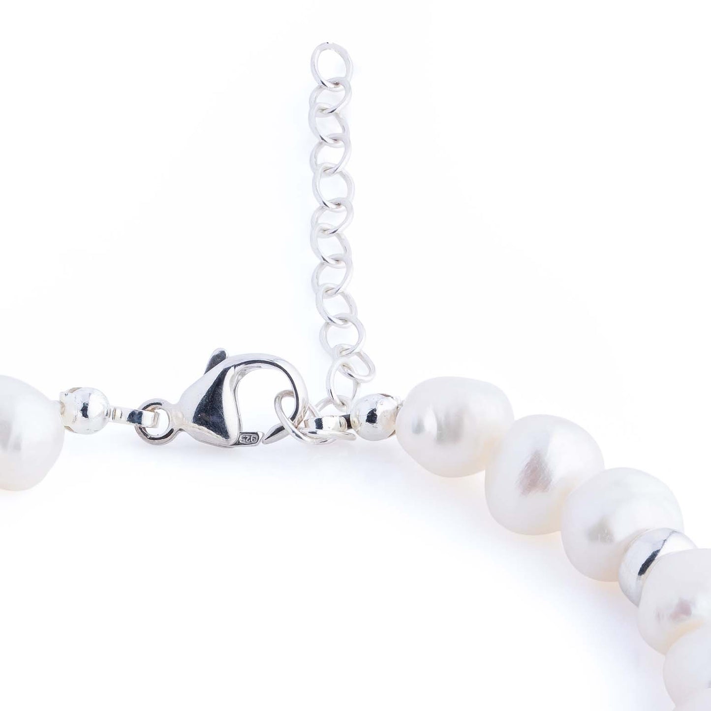 Nacre Sterling Silver & Ivory Baroque Pearl Bracelet With Silver Button