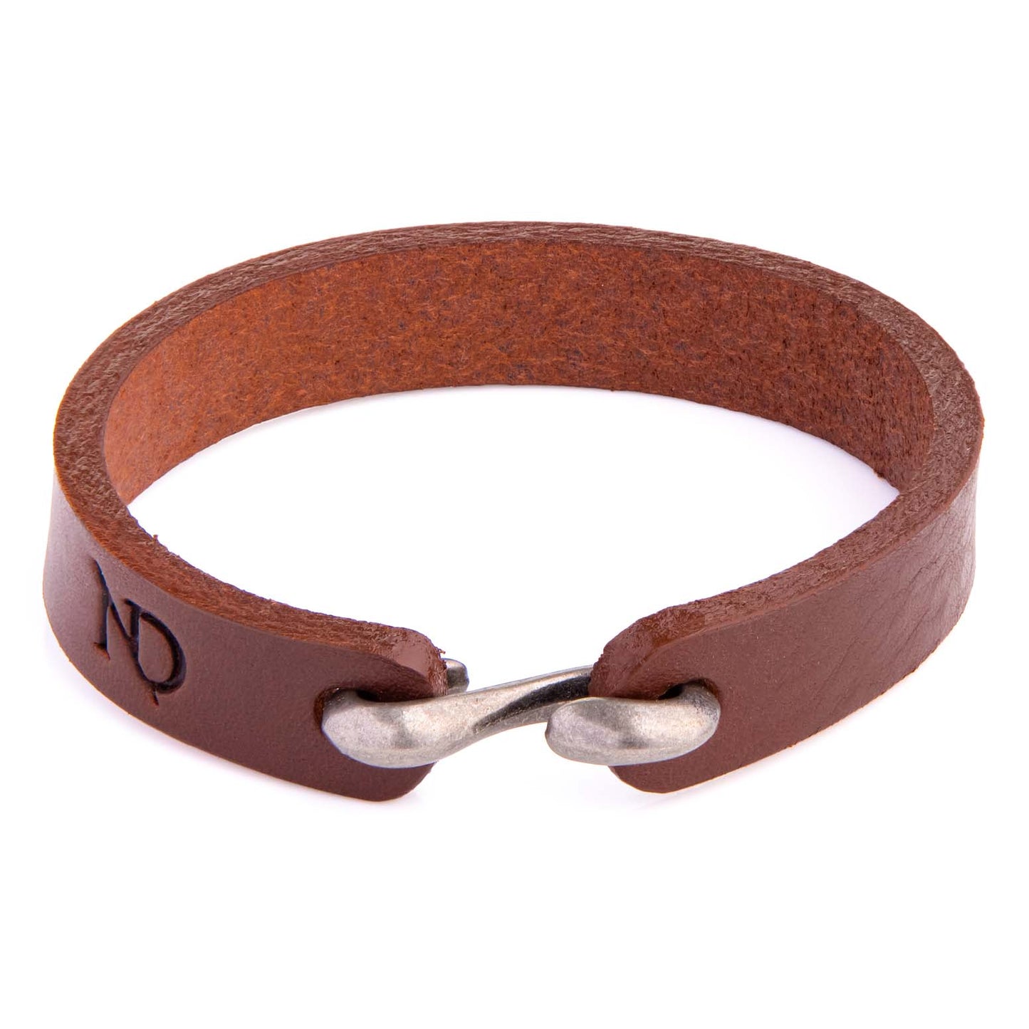 Brown Leather Bracelet With Hook Closure