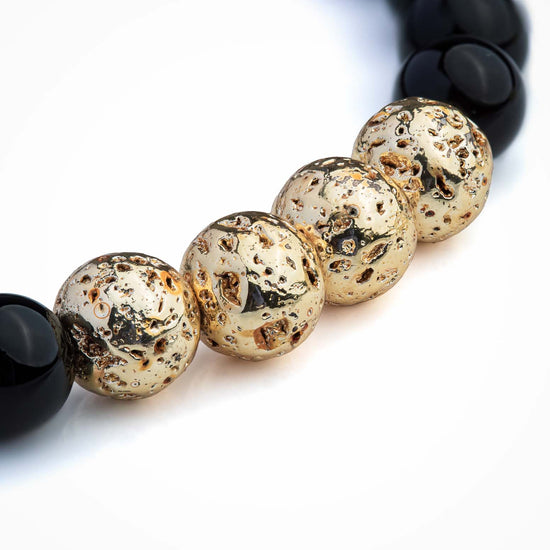 Gold Black Onxy Gemstone Bracelet