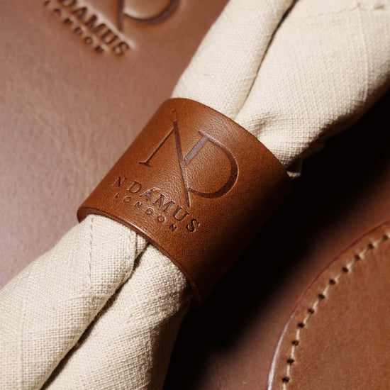 Dulwich Chestnut leather Napkin Ring Set