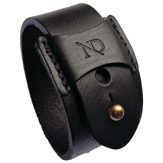 Finsbury Black Leather Bracelet