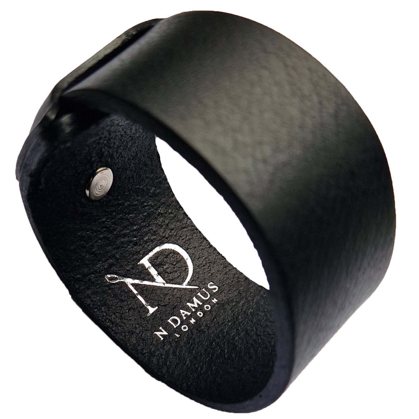 Finsbury Black Leather Bracelet