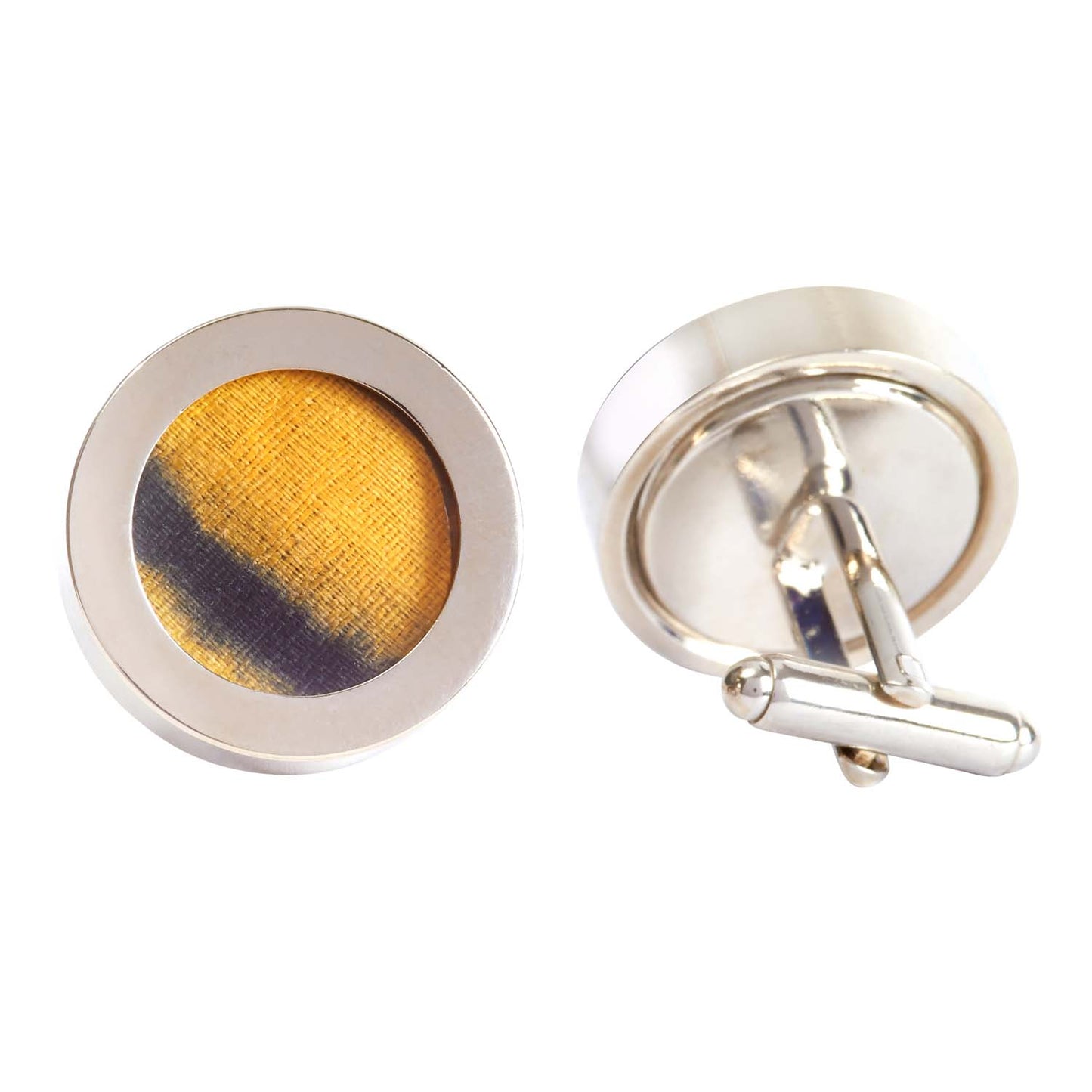 Regent Yellow & Black African Print Silver Cufflinks