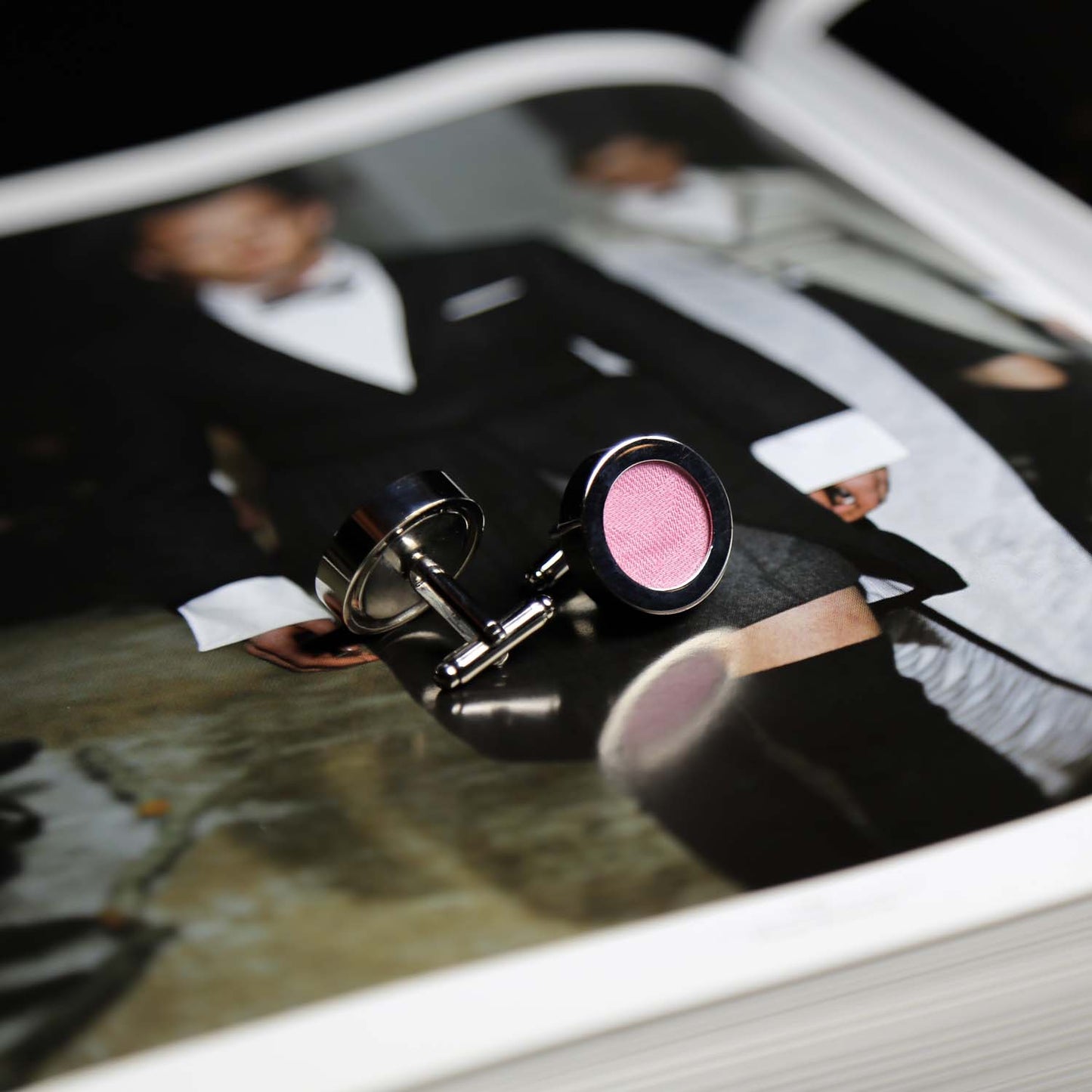 Regent Pink African Print Silver Cufflinks