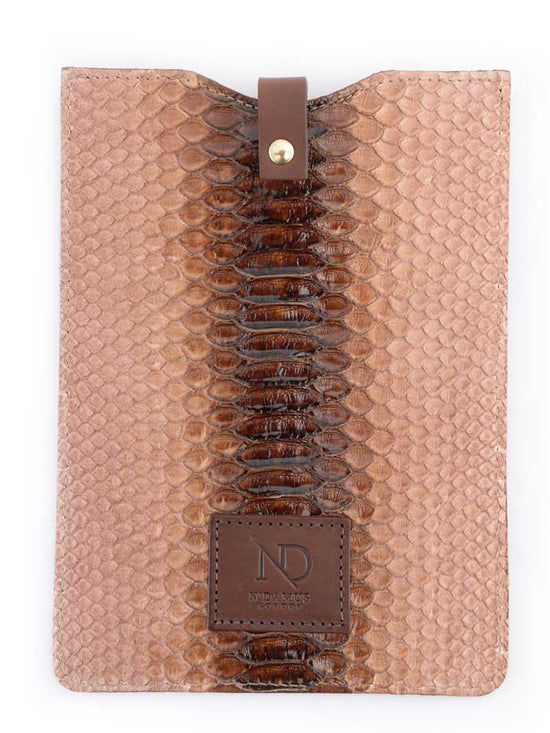 Load image into Gallery viewer, Iphone iPad Mini Cover Italian leathers Python Two-Tone Light Brown Black Cover
