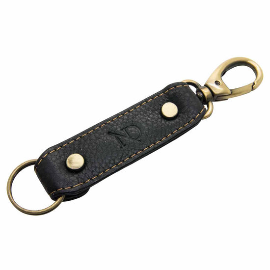 Load image into Gallery viewer, Black Leather Trigger Loop Keyring

