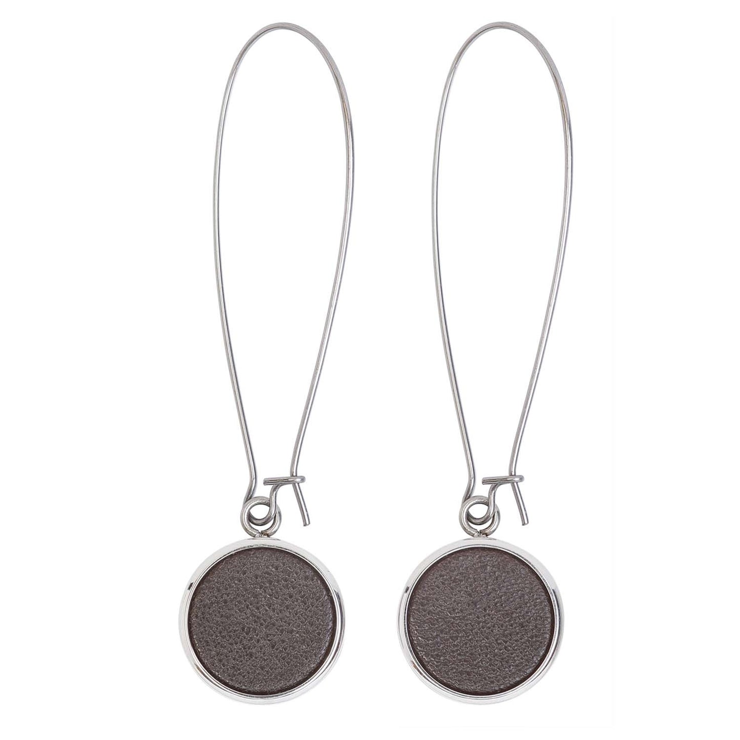 Women Earrings Silverdale Brown Italian leather Steel Drop Earrings