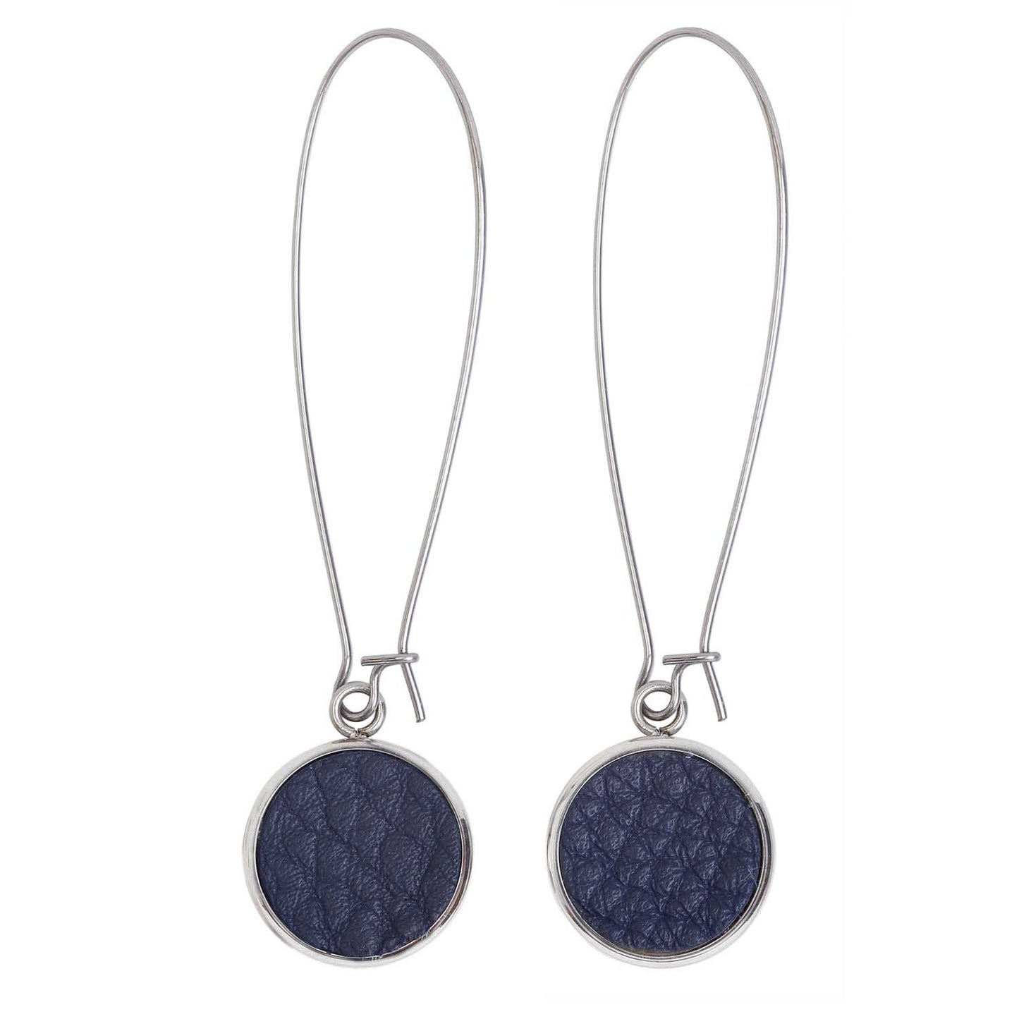 Women Earrings Silverdale Blue Italian leather Steel Drop Earrings